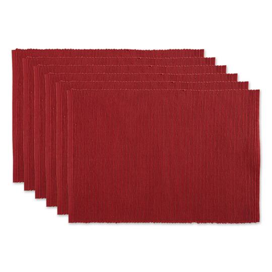 DII® Ribbed Cotton Placemats, 6ct. in Barn Red | 13" x 19" | Michaels®